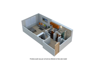 Studio, 1 bath, 435 sqft, $1,509