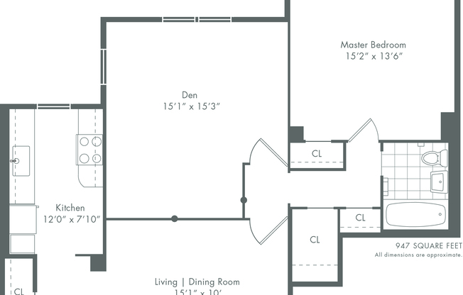2 beds, 1 bath, 944 sqft, $5,380, Unit 10D