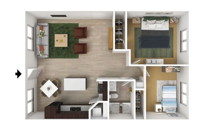 2 beds, 1 bath, 850 sqft, $1,250, Unit B-104