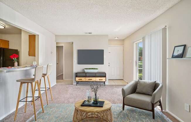 Living Room with Plush Carpeting