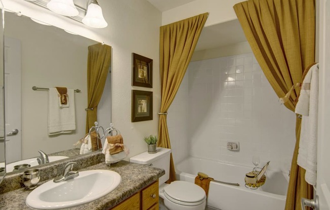 a bathroom with a sink toilet and bathtub