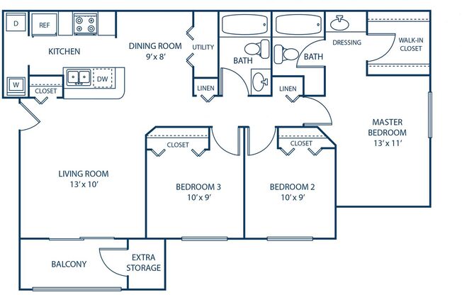 3 beds, 2 baths, 1,150 sqft, $1,425, Unit 27-101