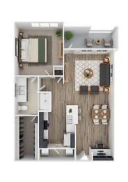 1 bed, 1 bath, 713 sqft, $1,625