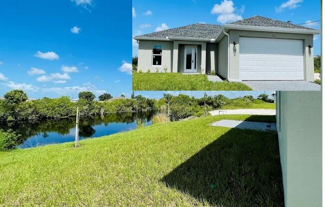 Waterfront property on the fresh water canal. Brand new construction 4 bedroom/2 bath concrete block home in sought-after Northwest Cape Coral.