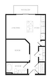 Studio, 1 bath, 597 sqft, $1,360