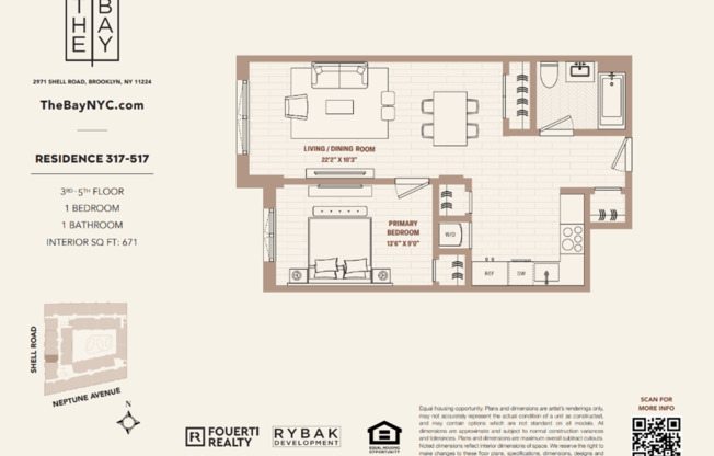 1 bed, 1 bath, $3,299, Unit APT. 517