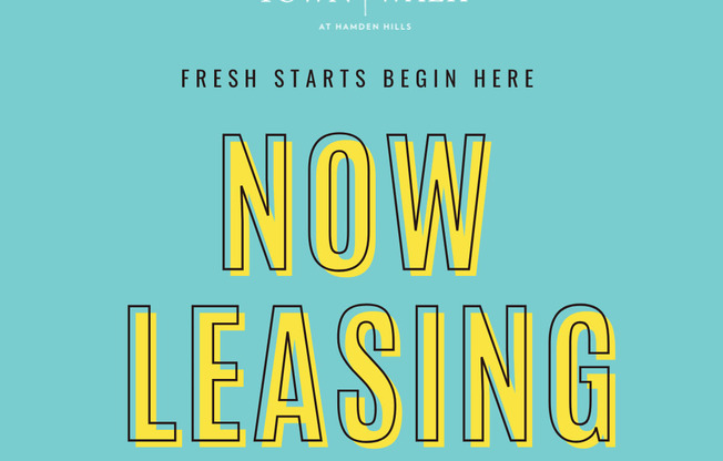 A poster advertising new construction 1 and 2 bedroom apartments for lease at Town Walk at Hamdeni Hills.