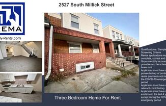 Renovated Three Bedroom Row Home with Spacious Floor plan & New Carpets