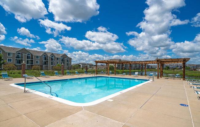 Swimming Pool with Lounge Seating at Fieldstream Apartment Homes, Ankeny, Iowa