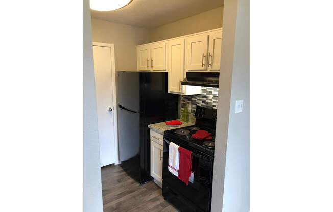 a refrigerator in a kitchen