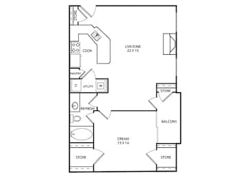 1 bed, 1 bath, 808 sqft, $1,269
