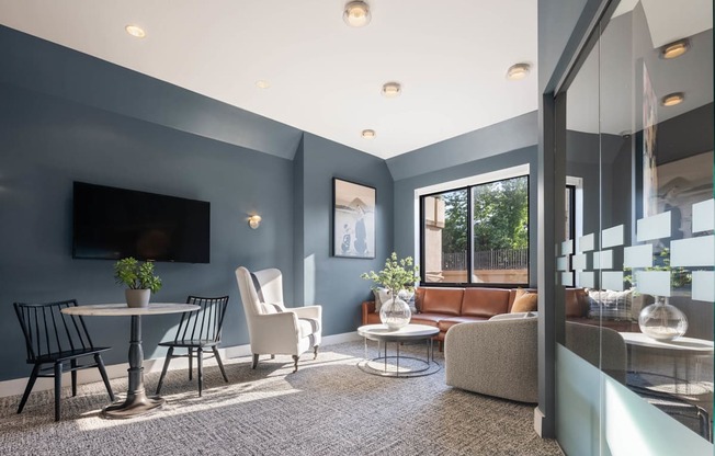 Living Room With Expansive Window at 15 Bank Apartments, White Plains, New York
