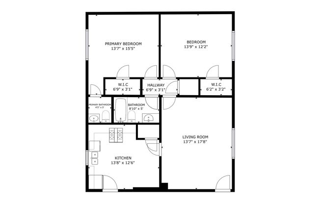 2 beds, 1.5 baths, 935 sqft, $1,150, Unit 3077-02