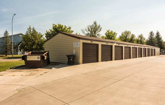 Grand Forks, ND Library Lane Apartments a row of garages