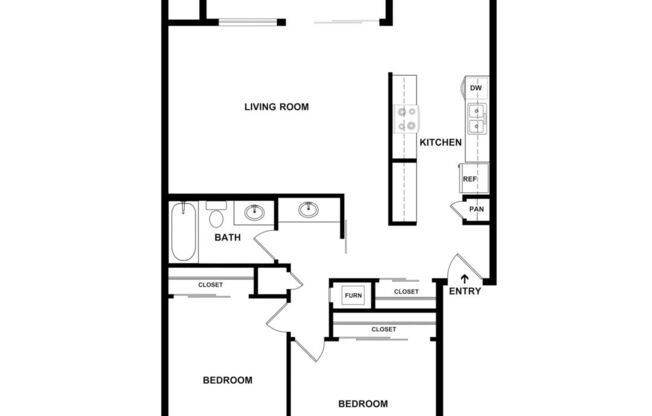 2 beds, 1 bath, 977 sqft, $2,628