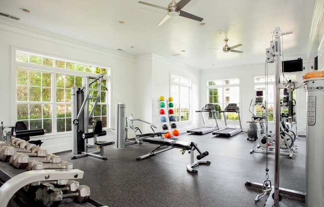 Madison, AL Apartments for Rent - Madison Park Fitness Center with treadmills, ellipticals, free weights, and more