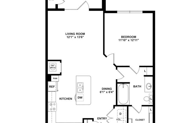 1 bed, 1 bath, 804 sqft, $1,277