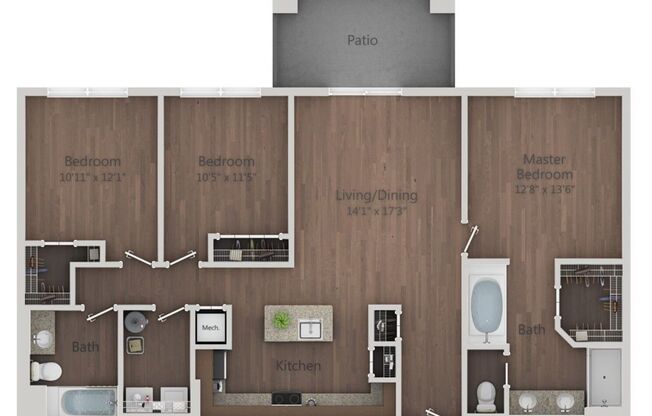 3 beds, 2 baths, 1,305 sqft, $2,620