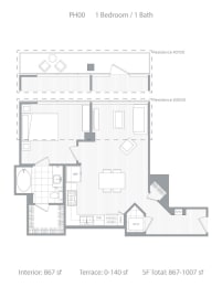 1 bed, 1 bath, 867 sqft, $3,772