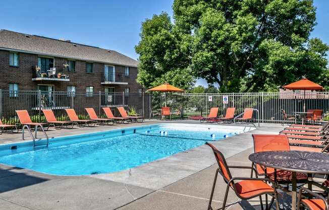 Sparkling pool at Edgewater Court Apartments, Omaha, NE