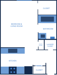 Studio, 1 bath, 443 sqft, $1,225