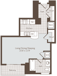 Studio, 1 bath, 517 sqft, $2,410
