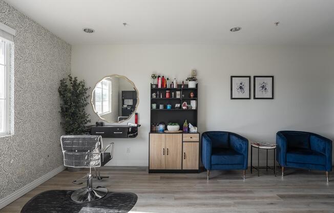 a living room filled with furniture and a tv