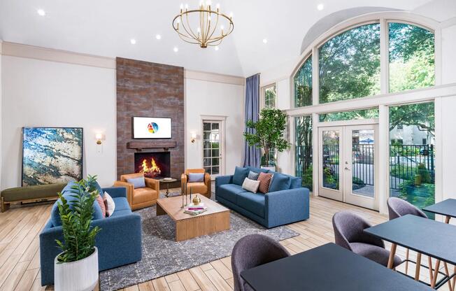 Natural light and inviting details make the resident lounge a perfect place to relax or catch up with neighbors.