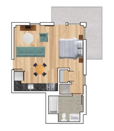 Studio, 1 bath, 473 sqft, $2,529