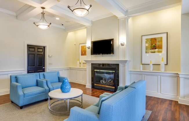 Fireplace in Resident Lounge at Windsor Ridge at Westborough, Westborough, 01581