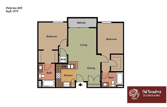 2 beds, 2 baths, 879 sqft, $3,595, Unit 405 P