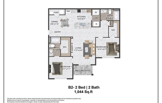 2 beds, 2 baths, 1,044 sqft, $1,699, Unit 3309
