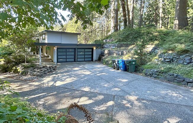 Very private updated midcentury modern home!