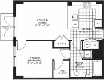 1 bed, 1 bath, 694 sqft, $1,891