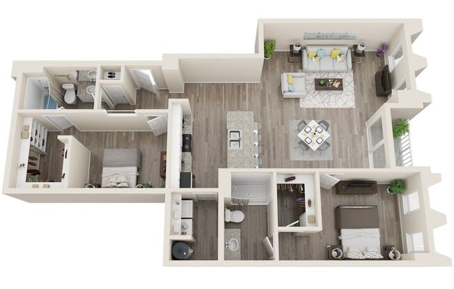 2 beds, 2 baths, 1,222 sqft, $1,850