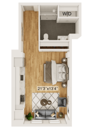 Studio, 1 bath, $1,300