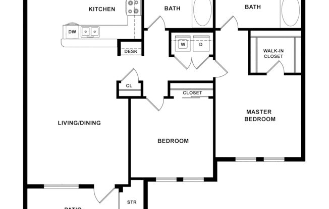 2 beds, 2 baths, 1,177 sqft, $1,755