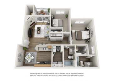 2 beds, 2 baths, 1,075 sqft, $1,646
