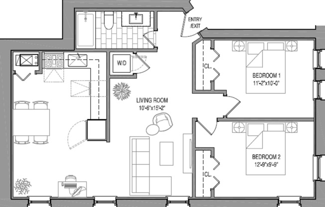 2 beds, 1 bath, 719 sqft, $2,645, Unit 835-GA