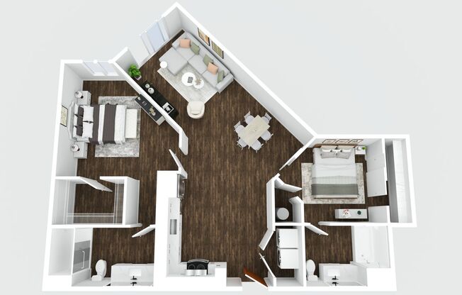 1 bed, 2 baths, 1,090 sqft, $2,250, Unit 524