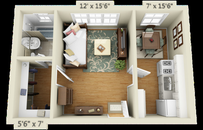 Studio, 1 bath, 400 sqft, $952, Unit 612 - 103
