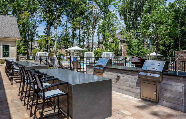 Outdoor entertaining spaces with gas grills