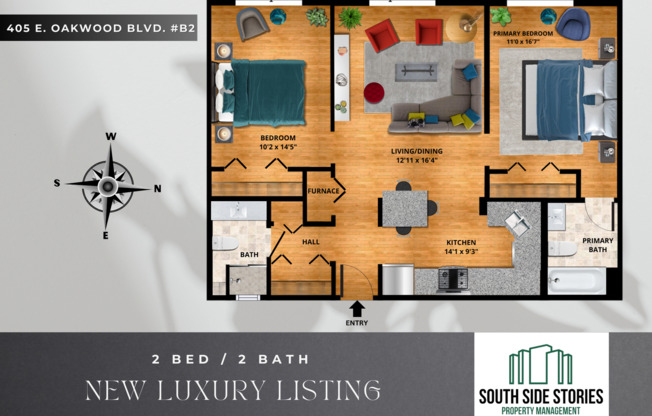 2 beds, 2 baths, $2,215, Unit B2