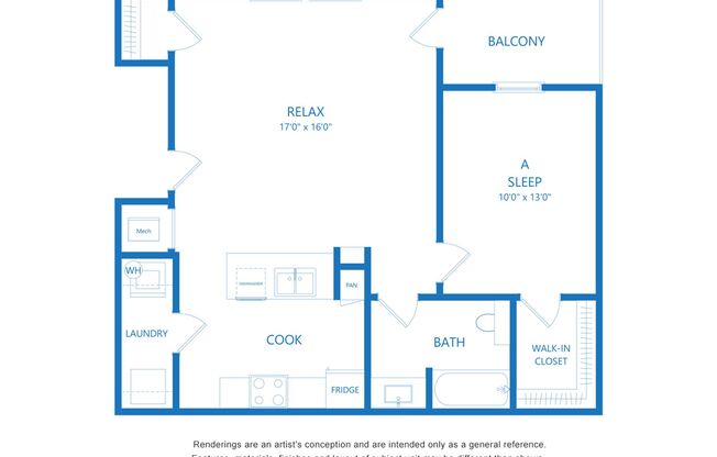 1 bed, 1 bath, 795 sqft, $1,160, Unit F102