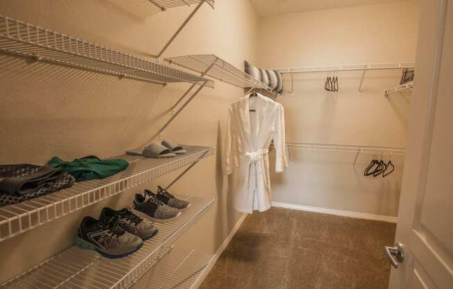Walk in closet at Level 25 at Oquendo by Picerne, Las Vegas, NV