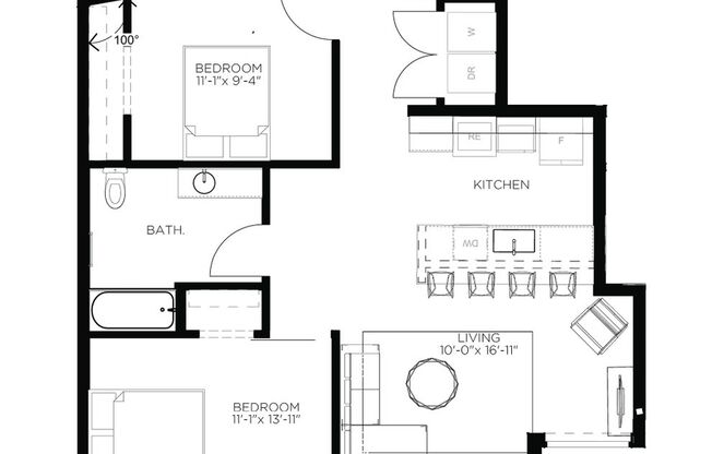 2 beds, 1 bath, 848 sqft, $1,675, Unit 1410