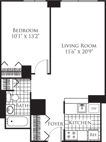 1 bed, 1 bath, 691 sqft, $4,605