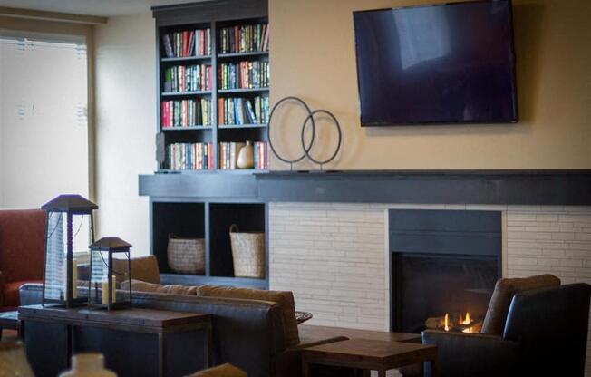  Clubhouse - TV and Fireplace | Urban Center apts in Lynnwood