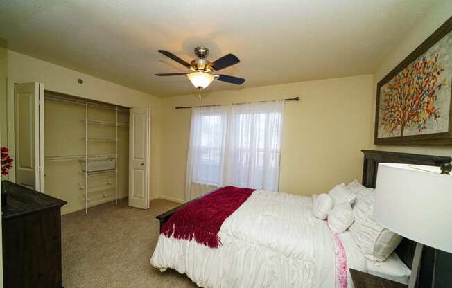 Bedrooms with Ceiling Fan and Large Closet at Andover Pointe Apartment Homes, La Vista, Nebraska