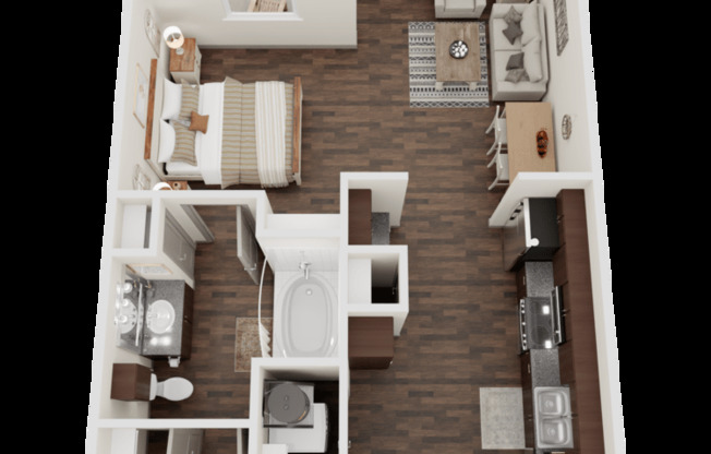 Studio, 1 bath, 570 sqft, $1,030